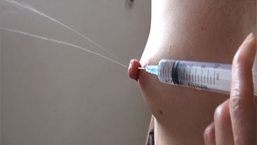 Injection in nipples and needle play